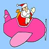 Kerstman in vliegtuig kleuren spel